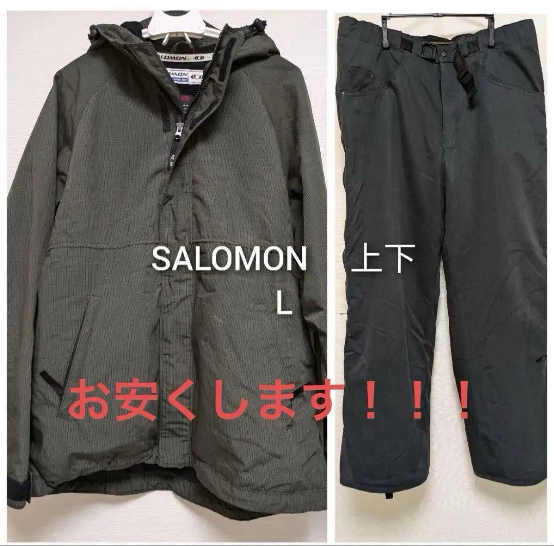 SALOMON スノーウェア 上下 メンズL カーキ オールドサロモン