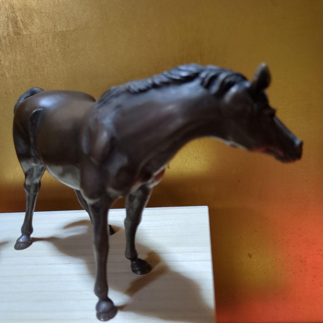 高岡銅器、親子馬のブロンズ彫刻（木箱付き）