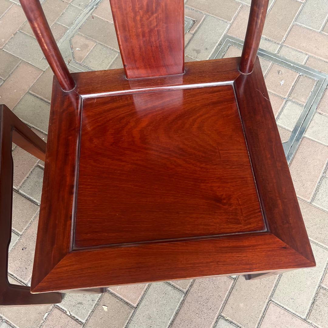 ②唐木家具 ダイニングチェア 食卓椅子 アームチェア 花梨材 馬蹄脚