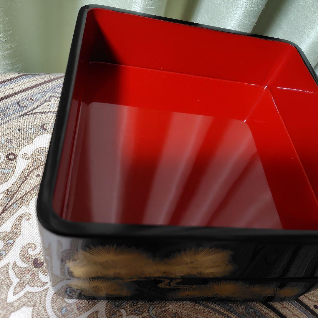 【京都老舗アソベ】伝統的な二段重箱（左右物・対二箱） 金色松模様