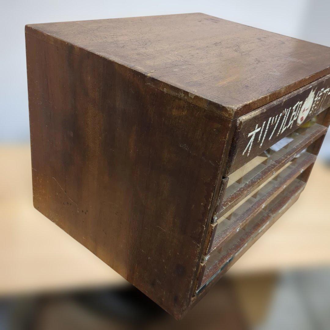 レトロ 糸ケース 木製 ガラス 棚 オリヅル印 引き出し 箪笥 整理棚