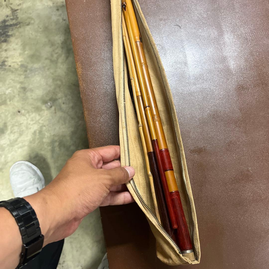 竹製分割式釣り竿 リール付き