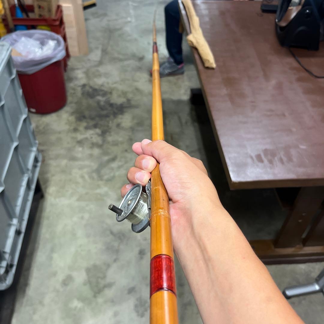 竹製分割式釣り竿 リール付き