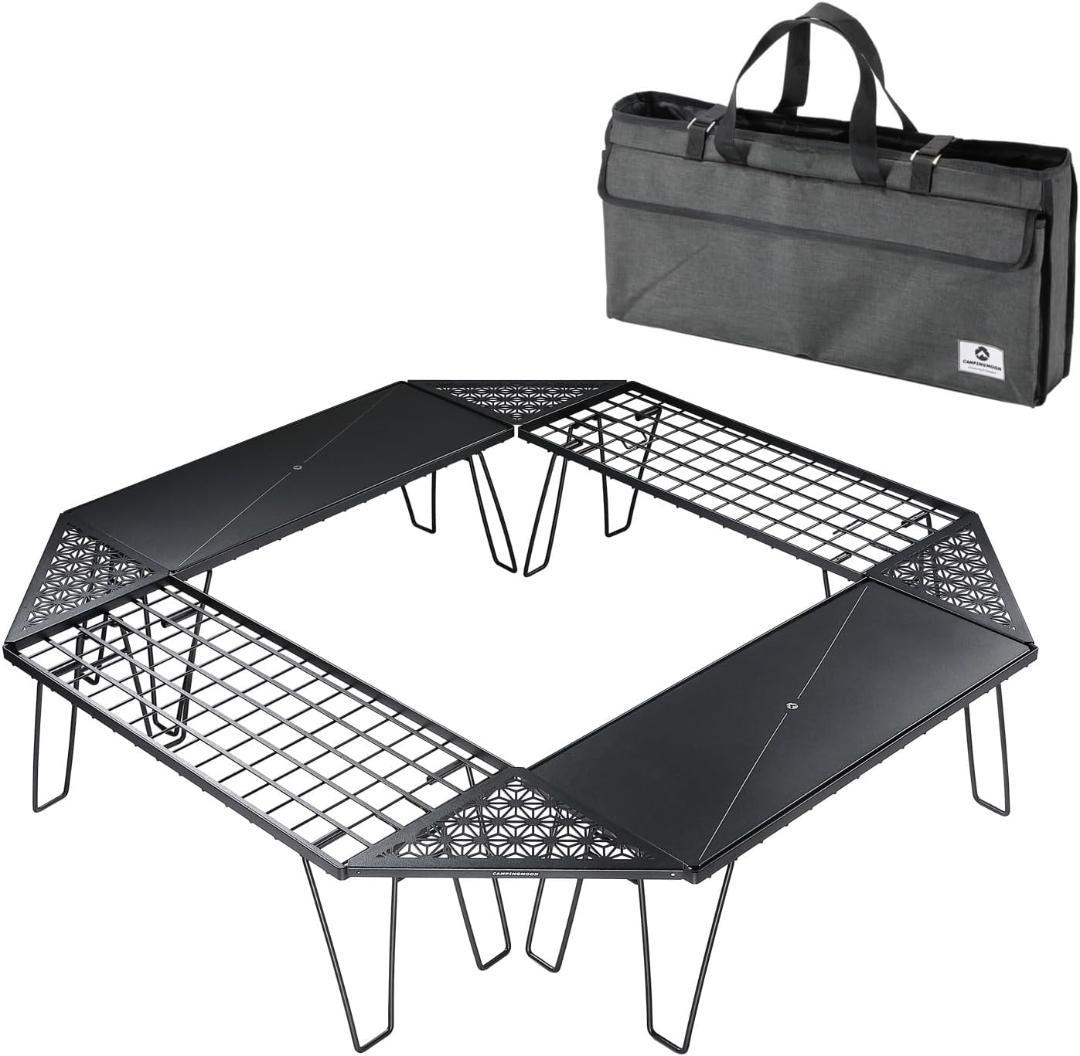 囲炉裏テーブル キャンプ ラック ミニマルラック コーナー天板 収納付き