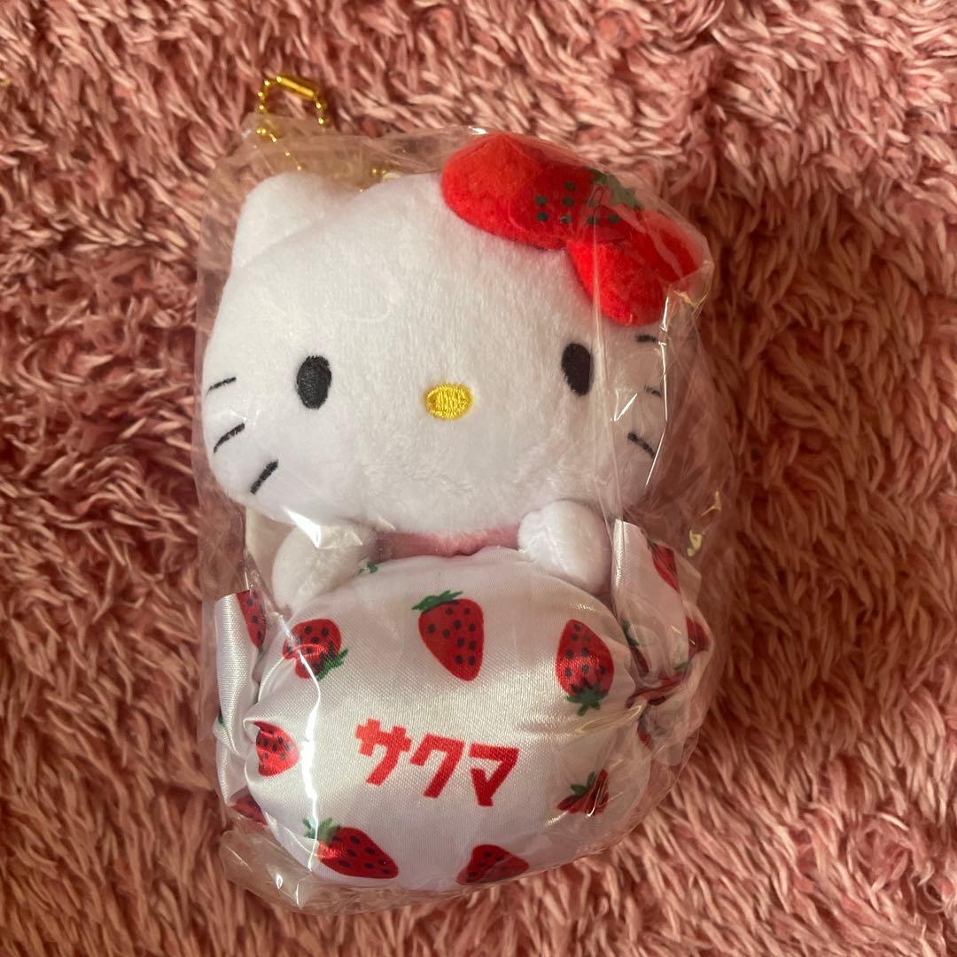 【新品未使用】サクマ×ハローキティいちごみるくコラボ柄5点セット ぬいぐるみ等
