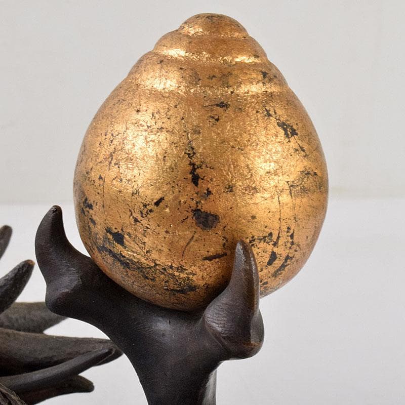 ヤマ　時代金工　古銅　輝銘　宝珠龍　置物　約3.9㎏　F　R9062B