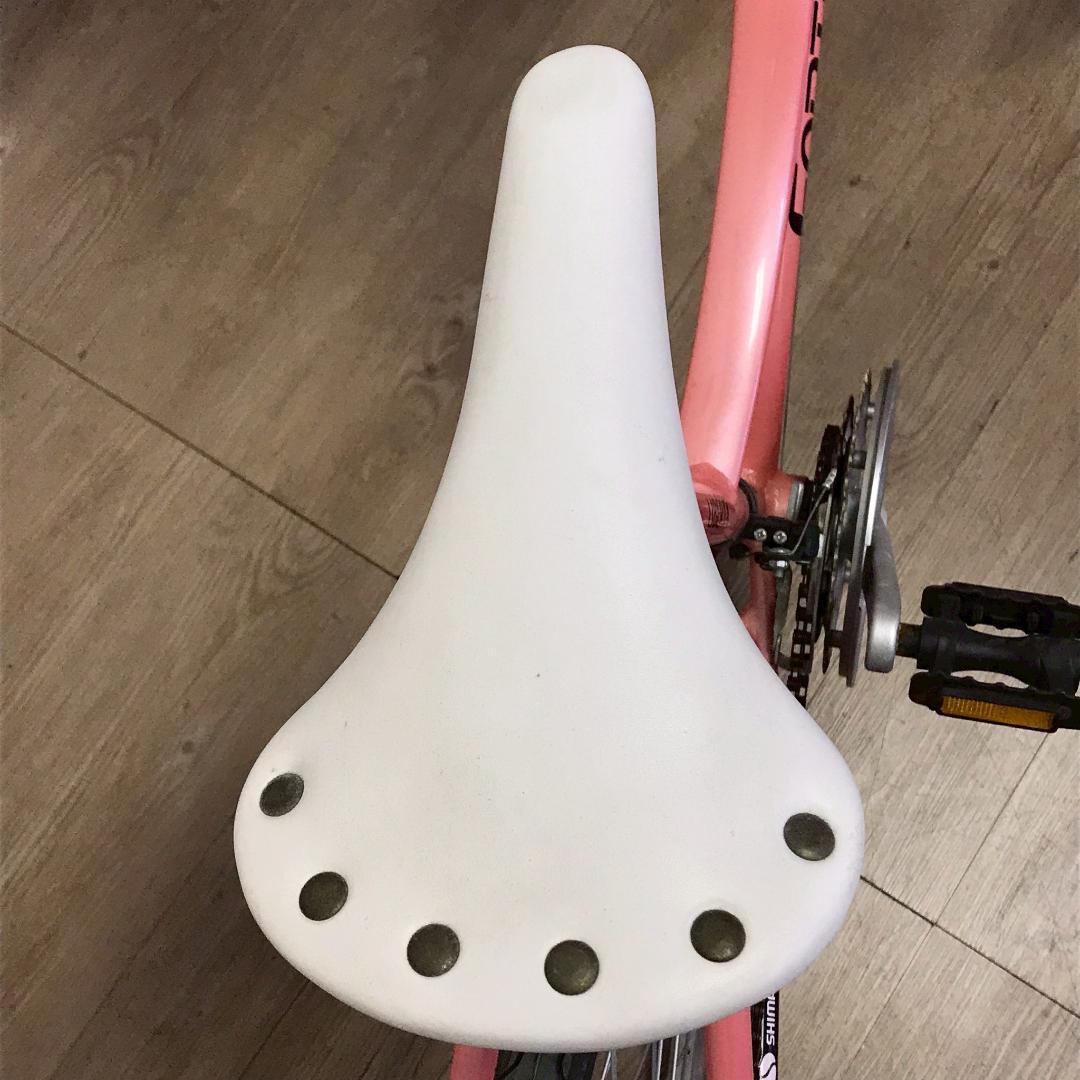 福岡 クロスバイク 約27インチ 変速21段 ピンク LEDライト