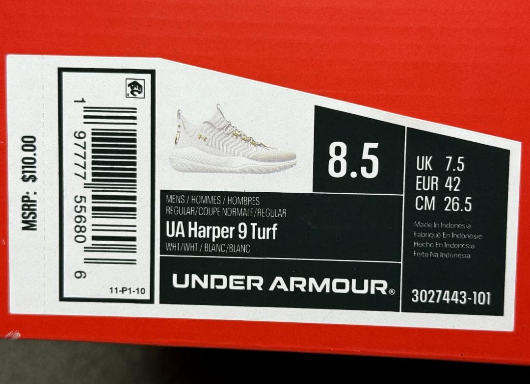 新品 アンダーアーマー Harper9 Turfベースボールシューズ26.5cm