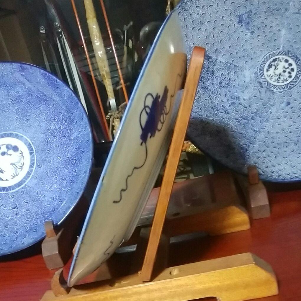 古伊万里　染付　微塵子唐草紋様