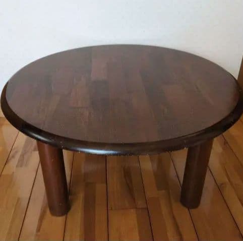 円形木製ダイニングテーブル ダークブラウン