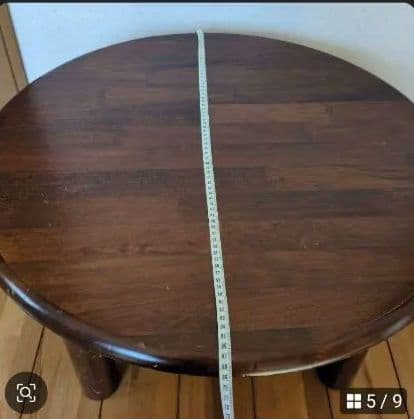 円形木製ダイニングテーブル ダークブラウン