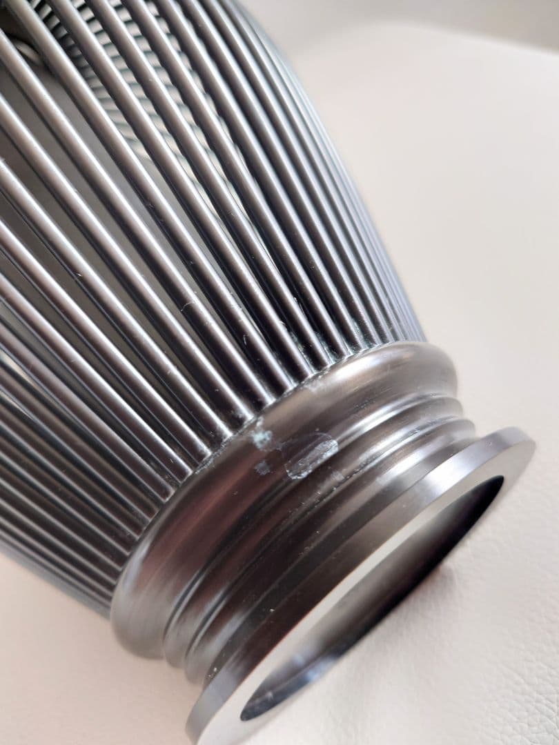 登鴻作　鋳銅　透籠　花瓶　落とし付