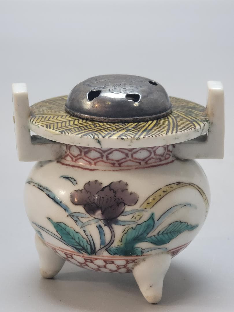 古美術 古九谷 香炉 銀火屋 時代物 DT187