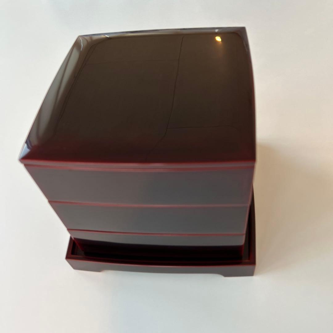 輪島塗　重箱 3段 溜➕半月盆わたぼうし5枚組