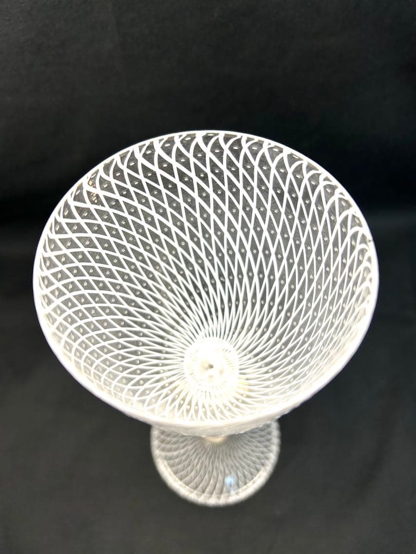 ベネチアングラス Seguso製ホワイトレース柄　ヴィンテージ品　未使用品