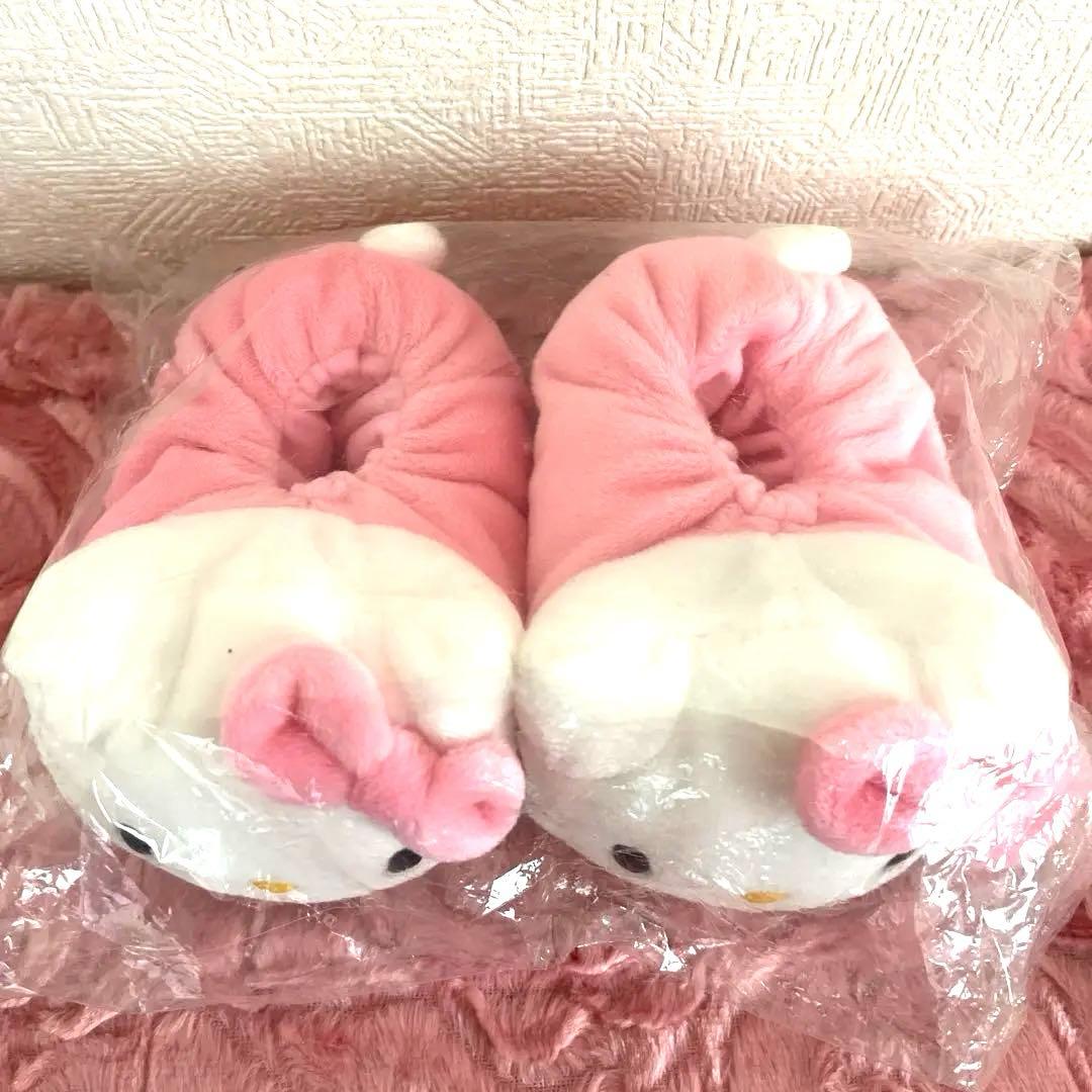 激レアデザイン‼️♡とお花刺繍付きキティスリッパ 未使用キティルームシューズタグ付