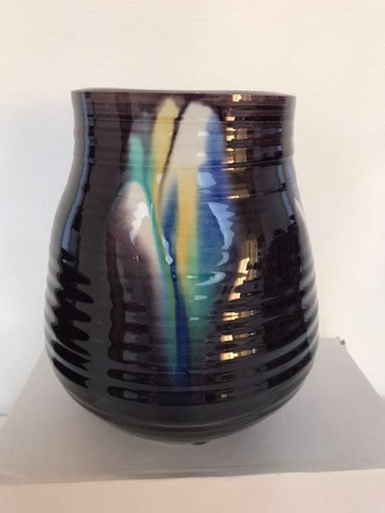 九谷八十吉　花瓶　彩釉 九谷焼　人間国宝　三代徳田八十吉〔正彦銘〕本物保証