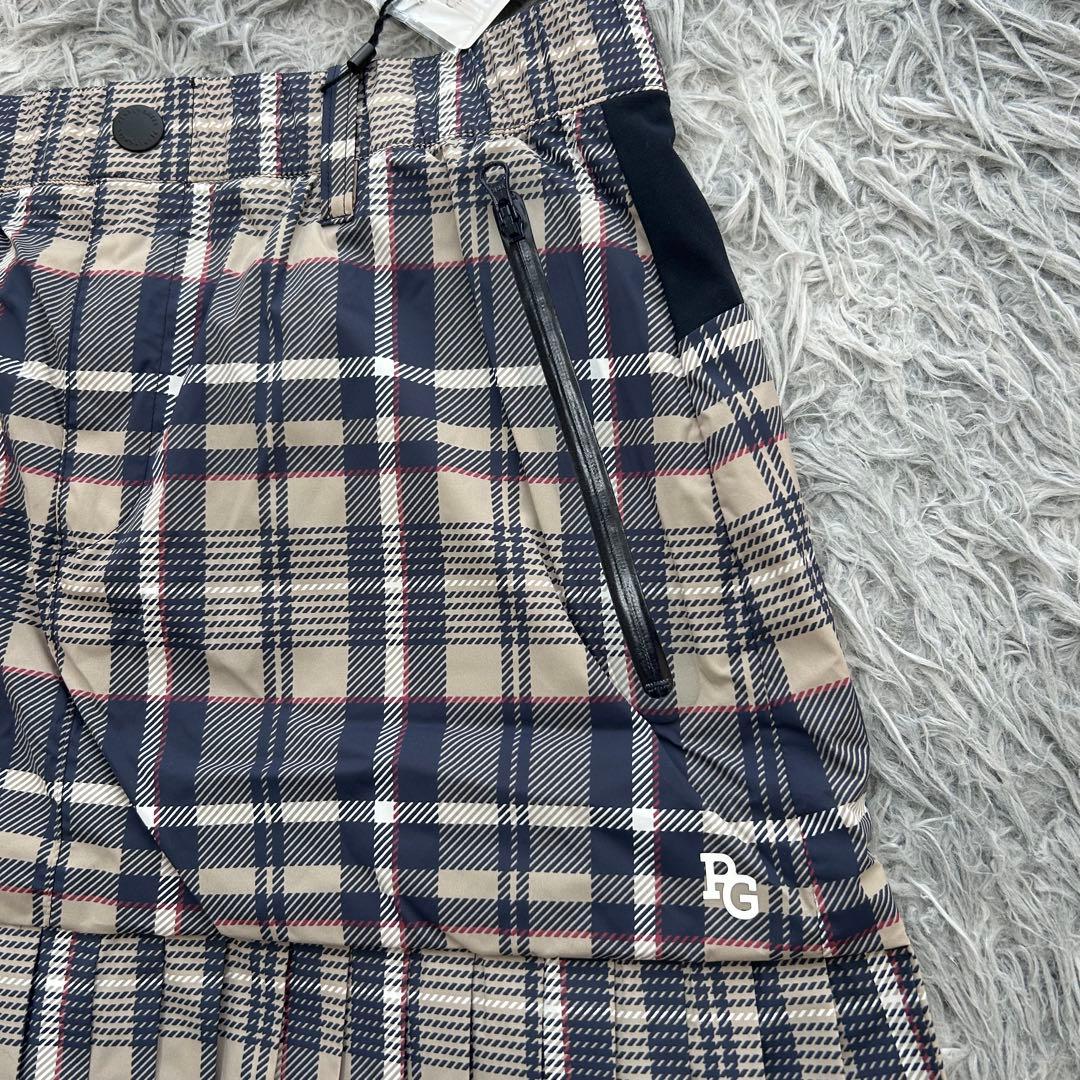 新品　パーリーゲイツ　スカート　プリーツ　中綿　チェック柄　ウエストゴム　0