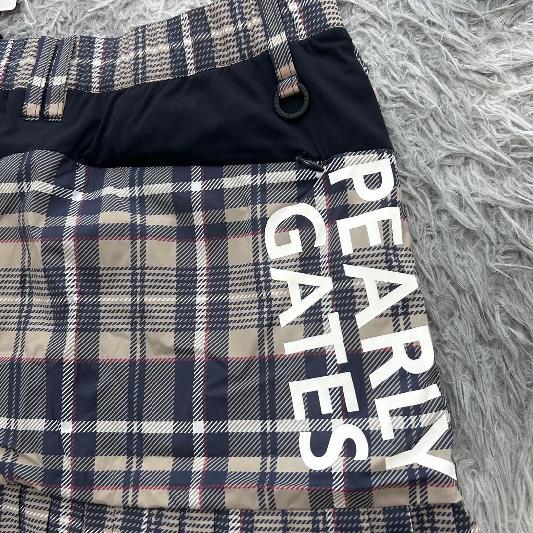 新品　パーリーゲイツ　スカート　プリーツ　中綿　チェック柄　ウエストゴム　0