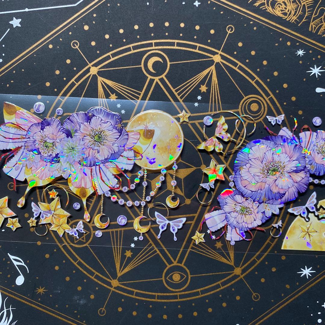 【9149】海外　マステ　中古巻　貝殻光マスキングテープ　お花　月　蝶々　装飾系