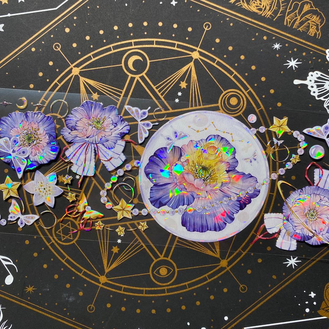 【9149】海外　マステ　中古巻　貝殻光マスキングテープ　お花　月　蝶々　装飾系