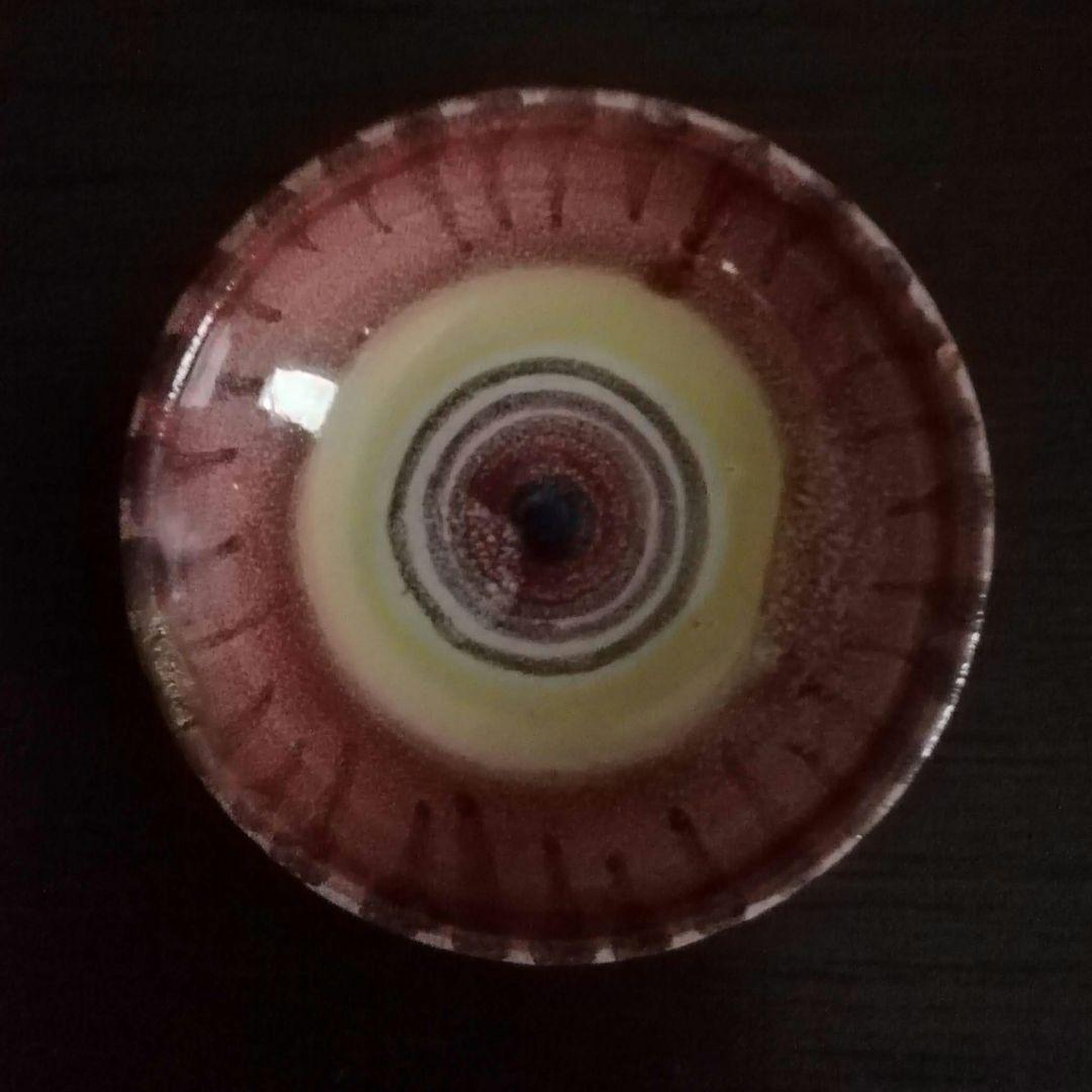 超レア　逸品　マジョリカ古窯　色絵輪線紋小皿　10客　明治期　時代箱付き