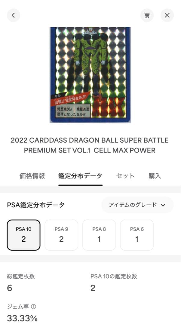 【PSA10】 パーフェクトセル　プレミアムセットVOL.1 カードダス