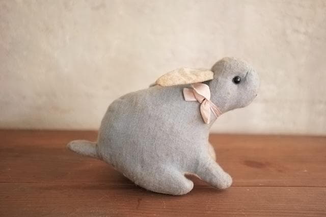 フランス 青いうさぎさんと薔薇色のリボンb ドール テディベア アンティーク