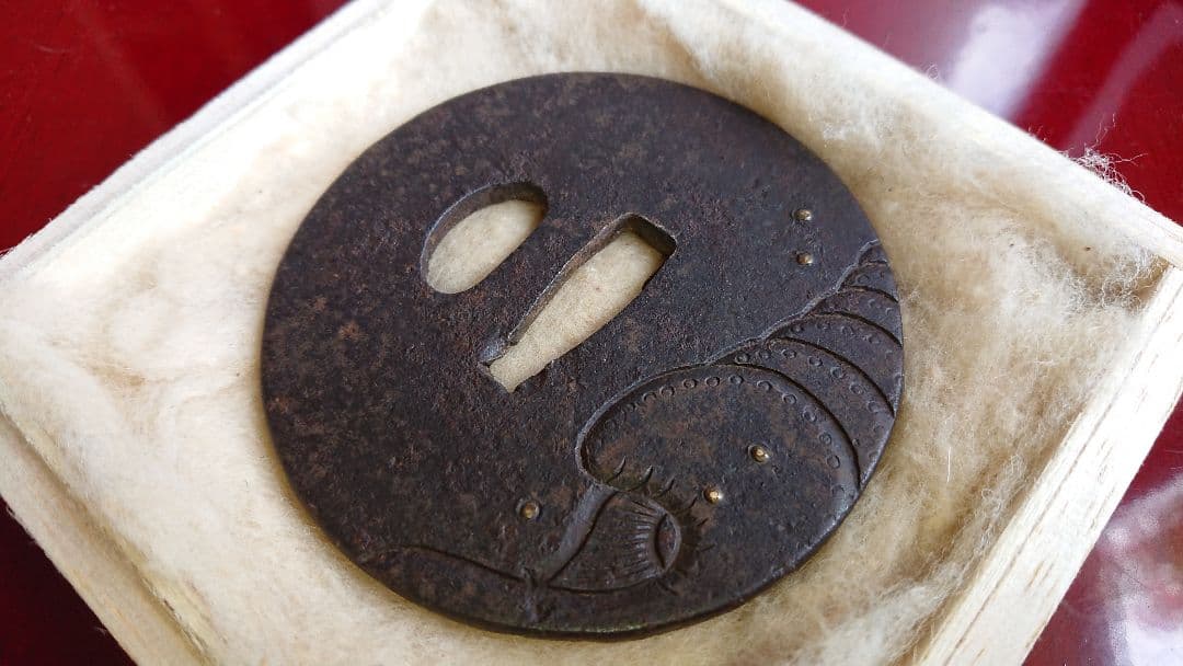 稀少 江戸後期 日本刀 刀鍔 象嵌