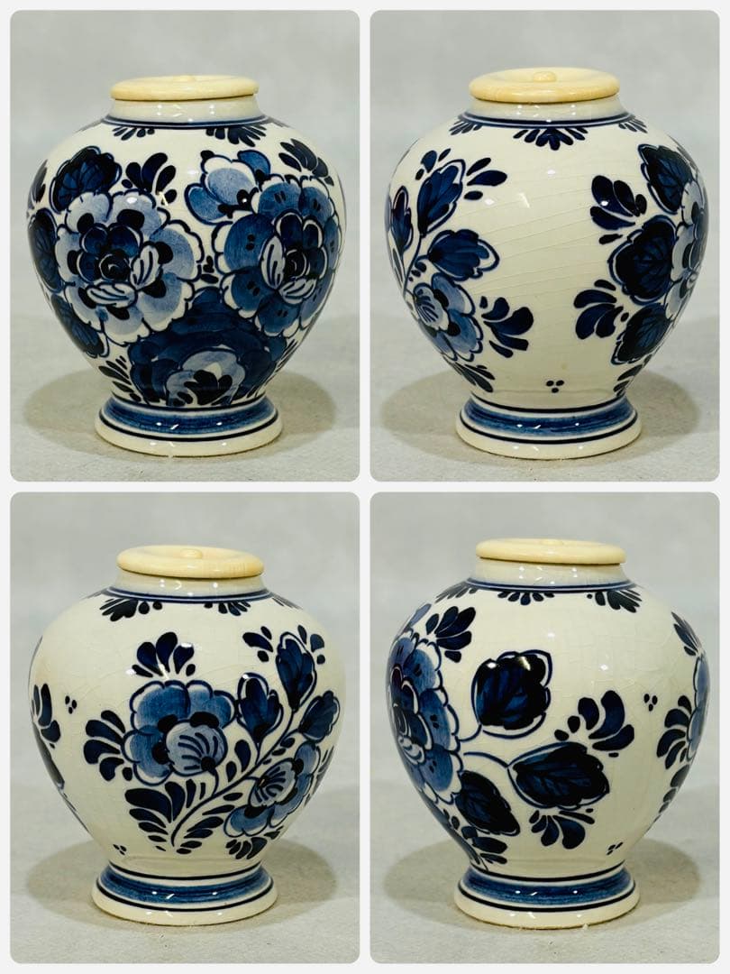 オランダ　デルフト焼　染付写　茶入　美品　茶道具　送料込