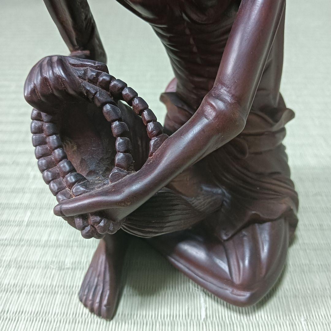 木製　中国　黄楊彫刻 釈迦苦行仏　彫刻　古美術　骨董　唐木黄楊木　寺院　仏教