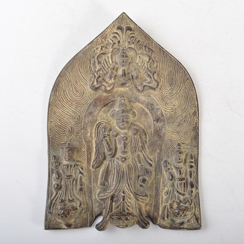 仏教美術　古銅　朝鮮李朝仏　仏像　押出仏　打出仏　置物　M　R6884