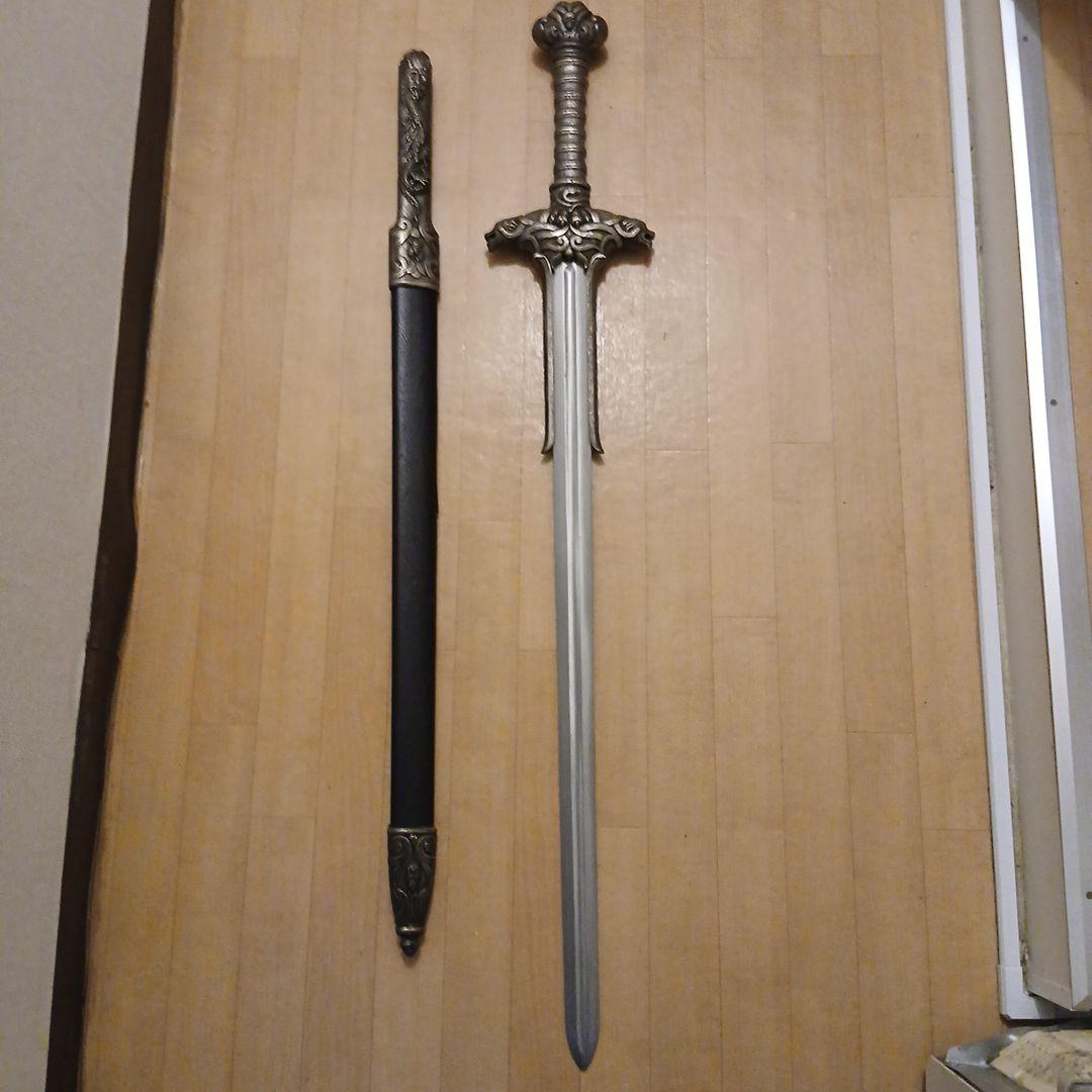 装飾用剣 シルバー刃 黒鞘 約120cm