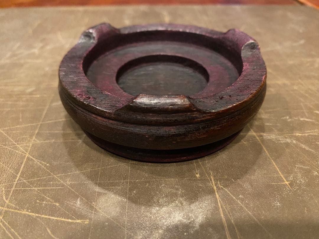 ベトナム　クアンドゥック陶器鑑賞台付　一輪挿し　ヴィンテージ　レア 茶器小物