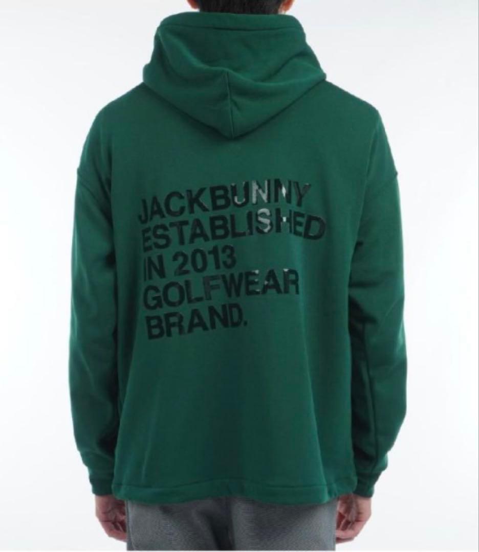 新品 パーリーゲイツ ジャックバニー ソフトタッチ 裏起毛パーカー(4)M/緑