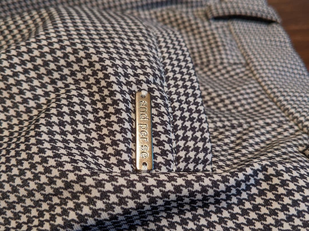 アンパスィ　千鳥柄　ストレッチ　ロング　パンツ　ゴルフ　ウェア　ナイロン　総柄