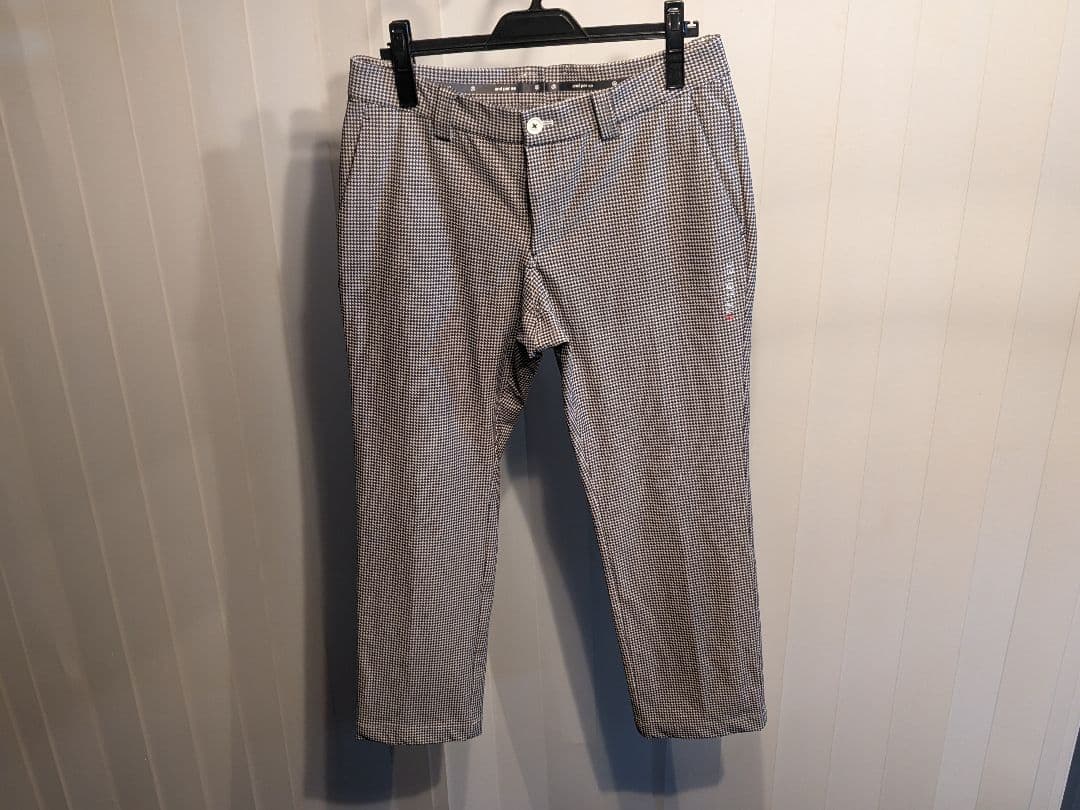 アンパスィ　千鳥柄　ストレッチ　ロング　パンツ　ゴルフ　ウェア　ナイロン　総柄