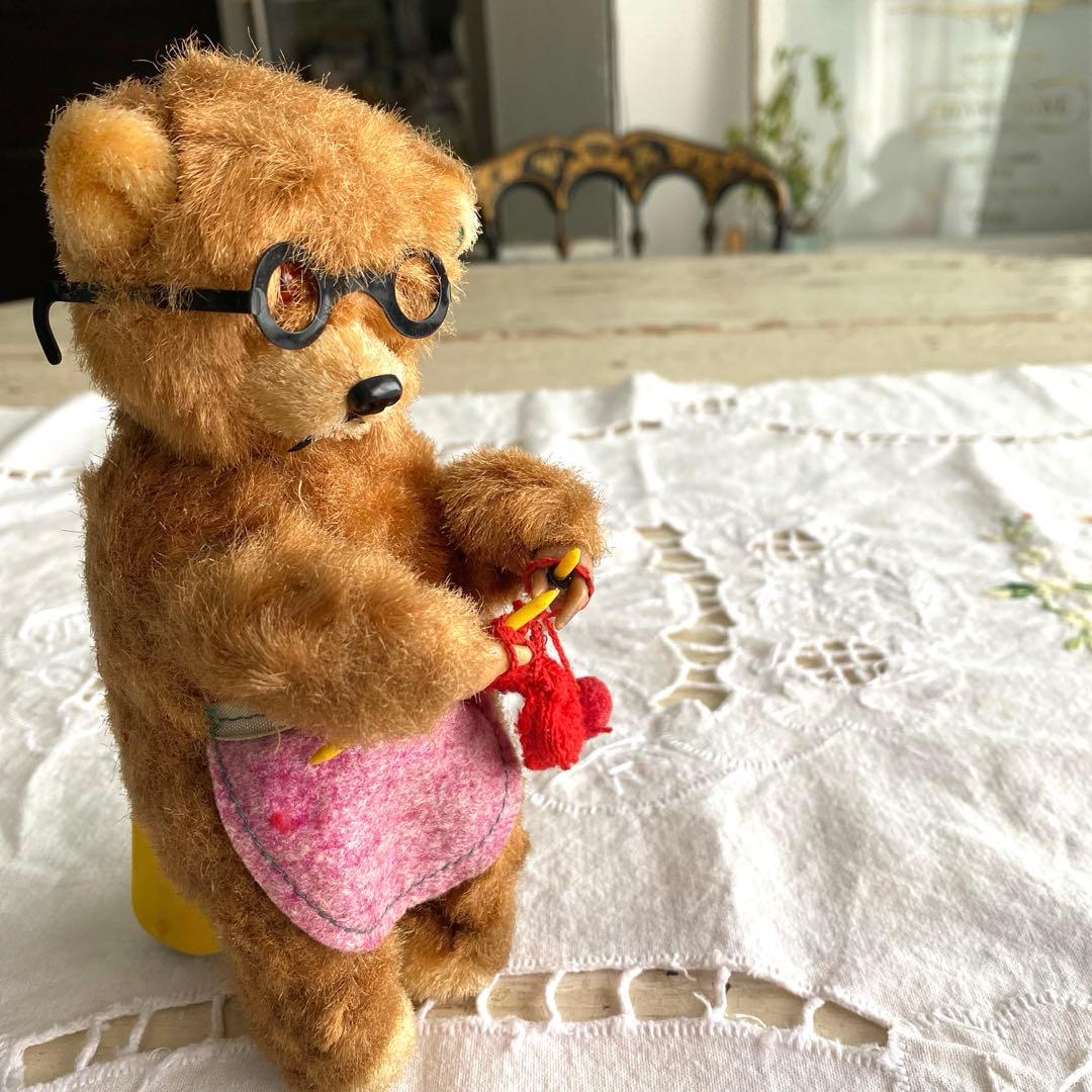 アンティーク　ビンテージベア　ゼンマイ仕掛け　編み物ベア　max carl