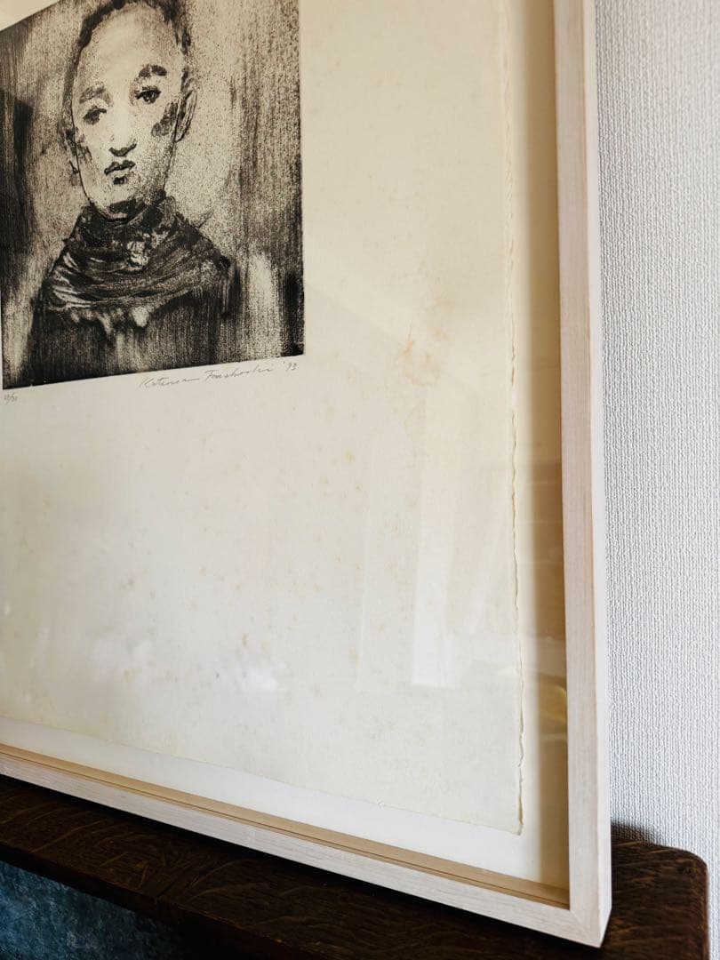 舟越桂　古い鏡　リトグラフ 肖像画 1993年