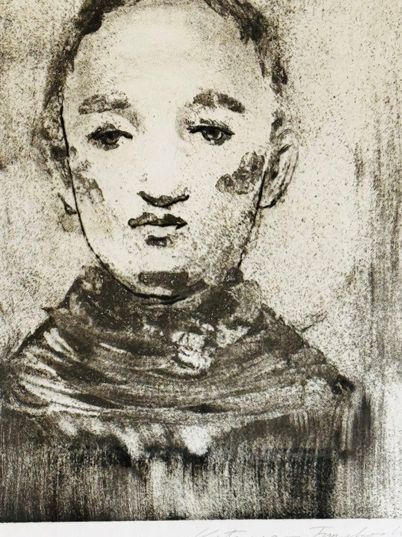 舟越桂　古い鏡　リトグラフ 肖像画 1993年