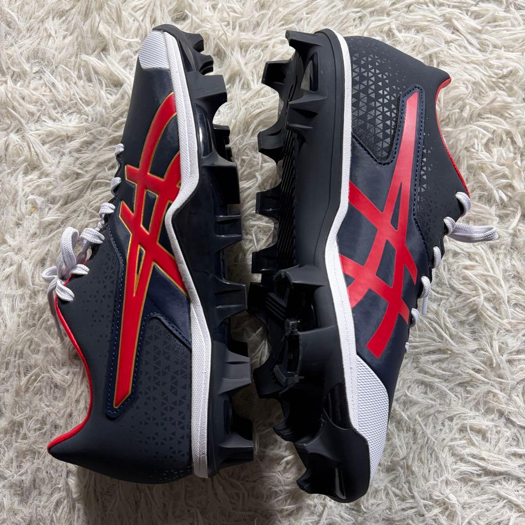 美品■ASICS 野球　スパイク　ジャパンスピード　26cm ブラック/レッド