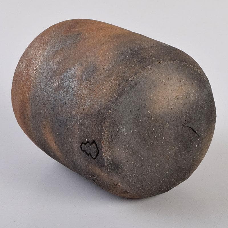 茶道具　唐津焼　四代　中野陶痴造　焼締茶入　仕覆付　共箱　V　8892