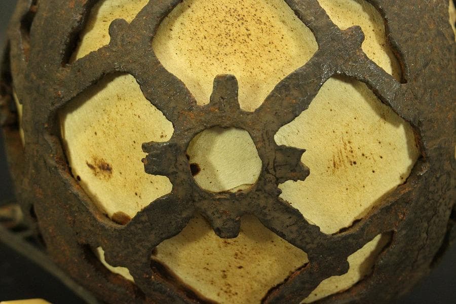 鉄製 吊り灯 和照明 吊り鎖付 時代物(A977)