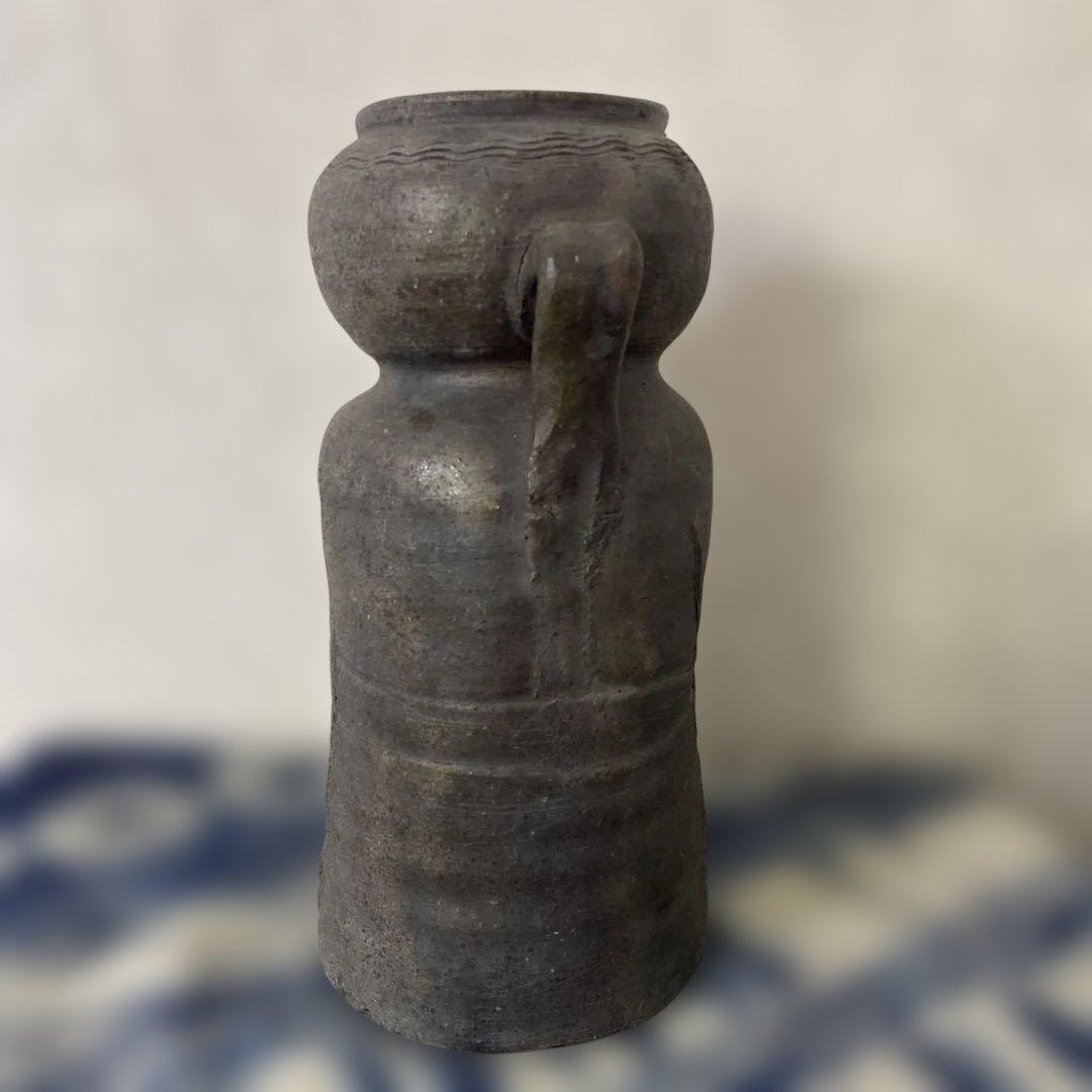 人間国宝　金重陶陽　備前耳付花瓶