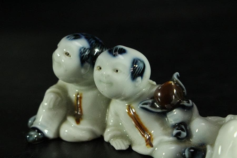 古平戸 唐子 筆架 文房具 時代物(K-YC455)