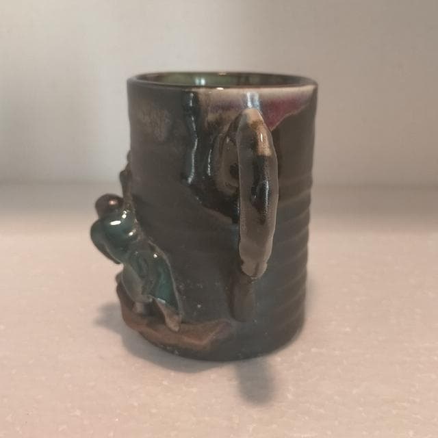 希少 里帰り 隅田焼 井上良斎 高浮彫 カップ アンティーク