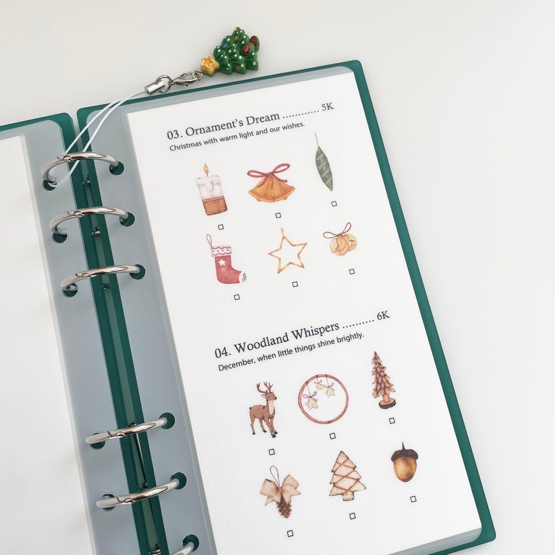 早い者勝ち　韓国　貯金　アクリル　バインダー　カバー　リフィル　クリスマス　緑