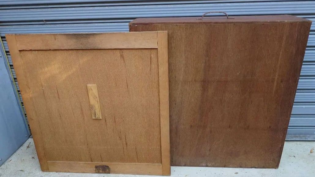 レトロ木製カメラ収納箱 12個スペース　フタ付　蔵出し　古民家　店舗什器