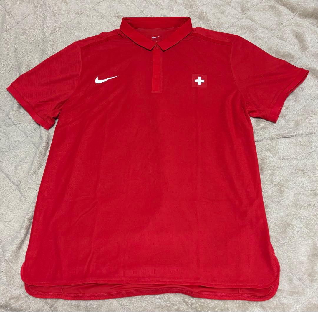 ナイキ スイス国旗 RFロゴ ポロシャツ フェデラーオリンピックモデル 限定 Ｌ