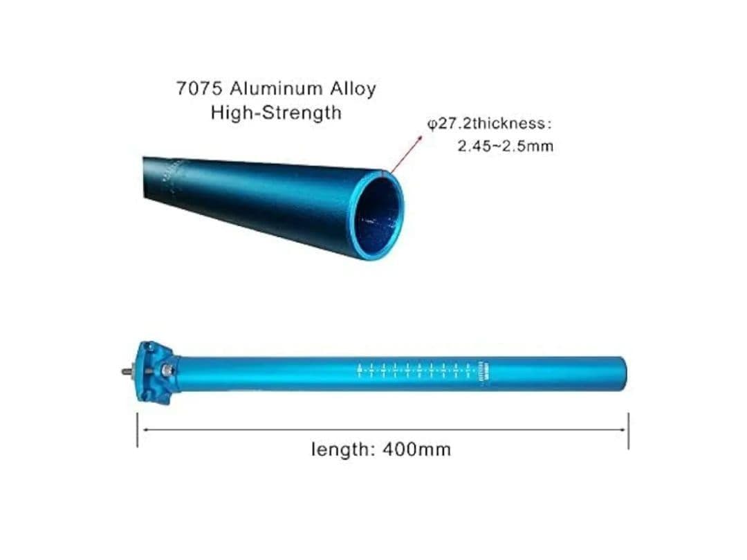 54*自転車 アルミ シートポスト 31.6mm 400mm 青 ロードバイク